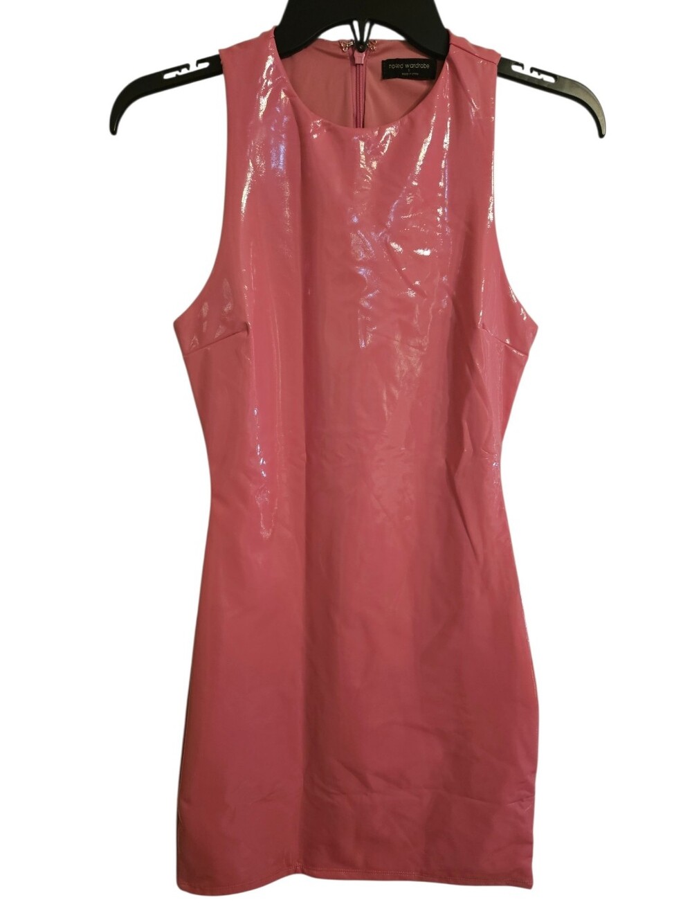Naked Wardrobe The Vinyl Sleeveless Dress Pink Sz S New